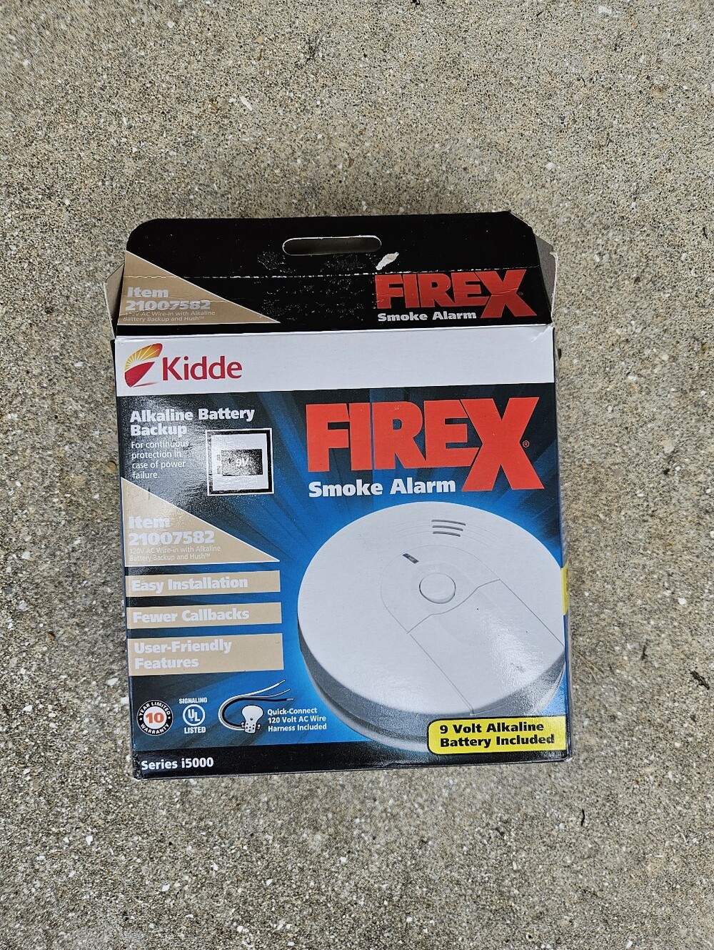 Kidde Firex i5000 120V AC Wire-in with 9V Battery Backup Smoke Alarm (21007582)